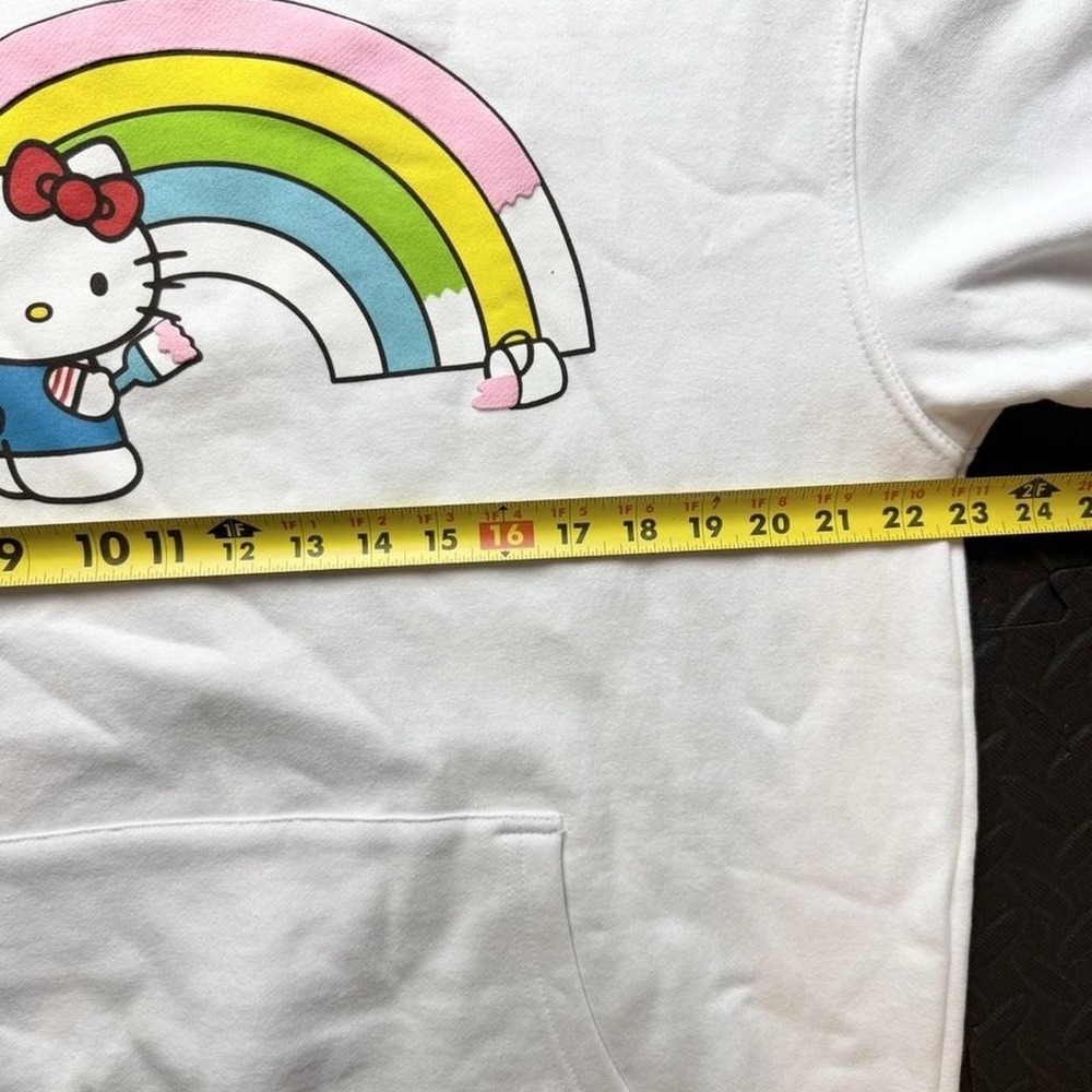 Hello Kitty Rainbow Hoodie Large White Sanrio Graphic Womens Unisex Y2K - Picture 4 of 8